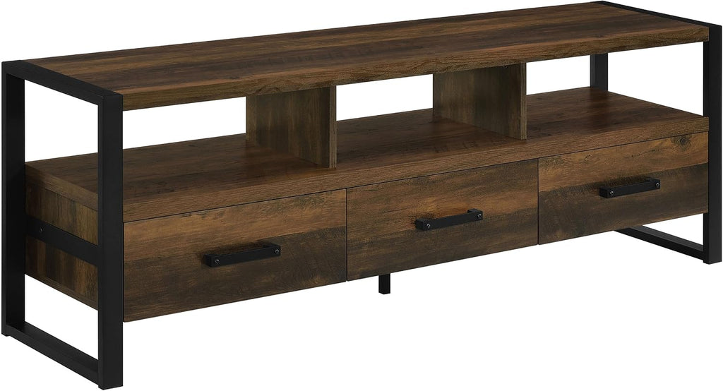 Coaster Home Furnishings - James - Engineered Wood - 60-Inch 3-Drawer TV Stand and Black Metal Finish - Living Room - Dark Pine - 704282