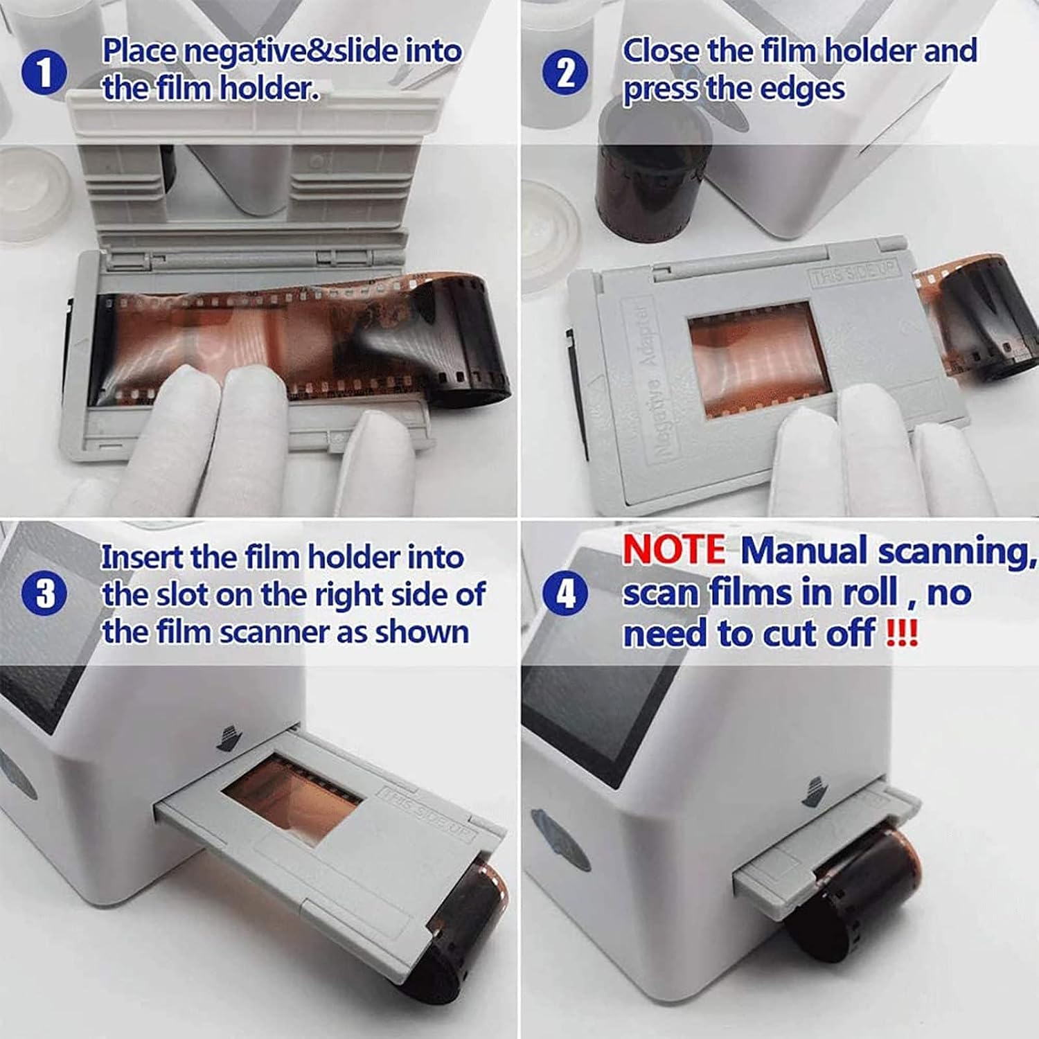 Negative Film Scanner, Digital Film & Slide Scanner, 2.4' LCD Screen, Converts 135 110 126 and Super 8 Films/Slides/Negatives to Digital JPEG Photos, Built-in 128MB Memory