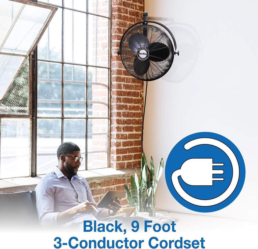 Air King 9020 1/6 HP Industrial Grade Wall Mount Fan, 20-Inch,Black