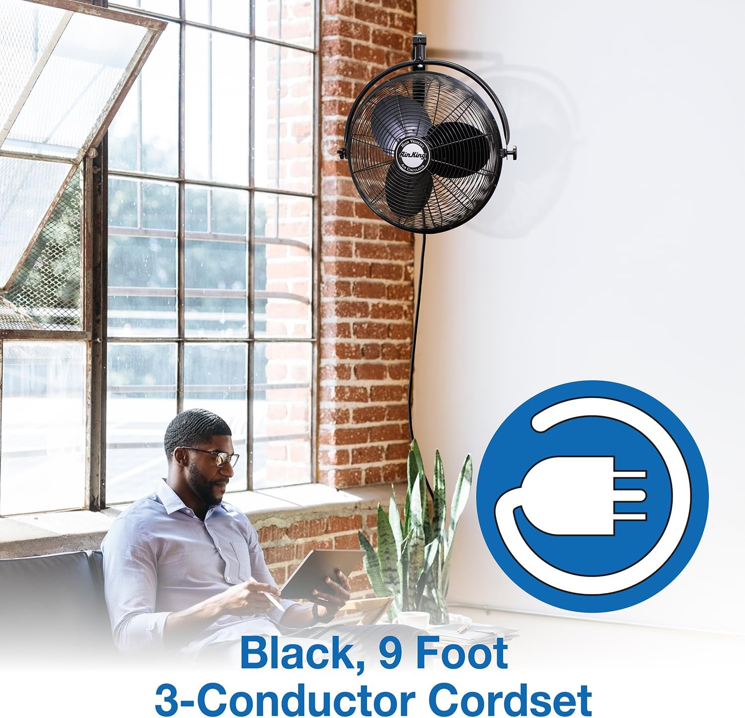 Air King 9020 1/6 HP Industrial Grade Wall Mount Fan, 20-Inch,Black