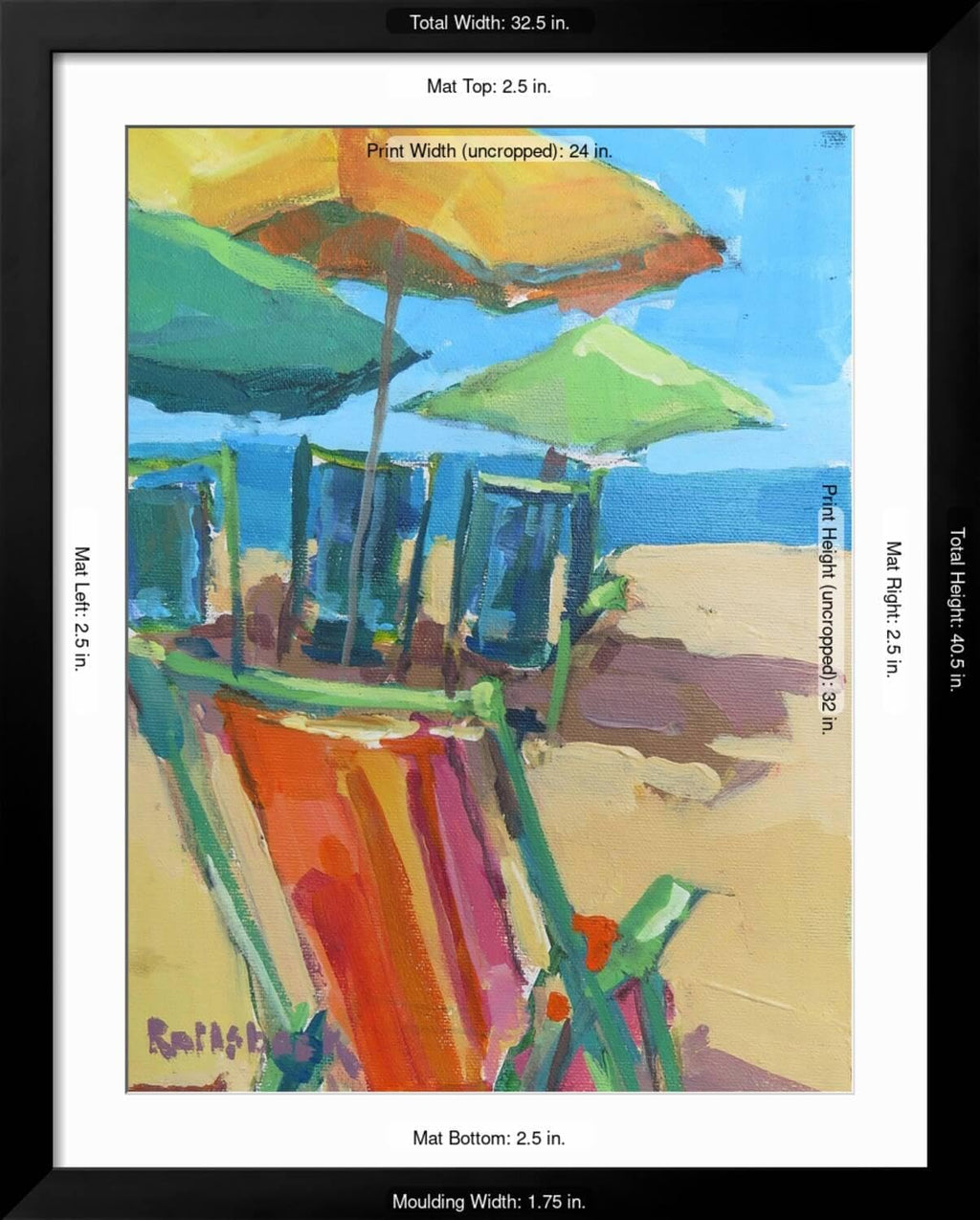 ART.COM Wall Art Print Beach Days on Black Frame by Page Pearson Railsback, 32' x 40'