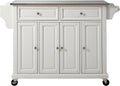Crosley Furniture Full Size Stainless Steel Rolling Kitchen Island Storage Cart, Microwave Stand, Spice Rack, White