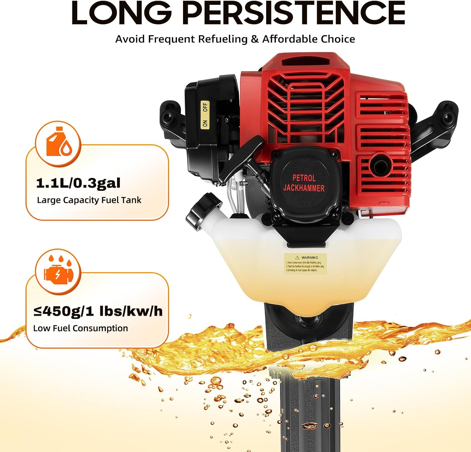52CC 2 Stroke Trencher Digger Machine, 1900W Gas Powered Tree Digger Portable Tree Excavator Handheld Planting Shovel Adjustable Digging Machines w/0.3GAL Fuel Tank for Gardens Forestry Seedlings