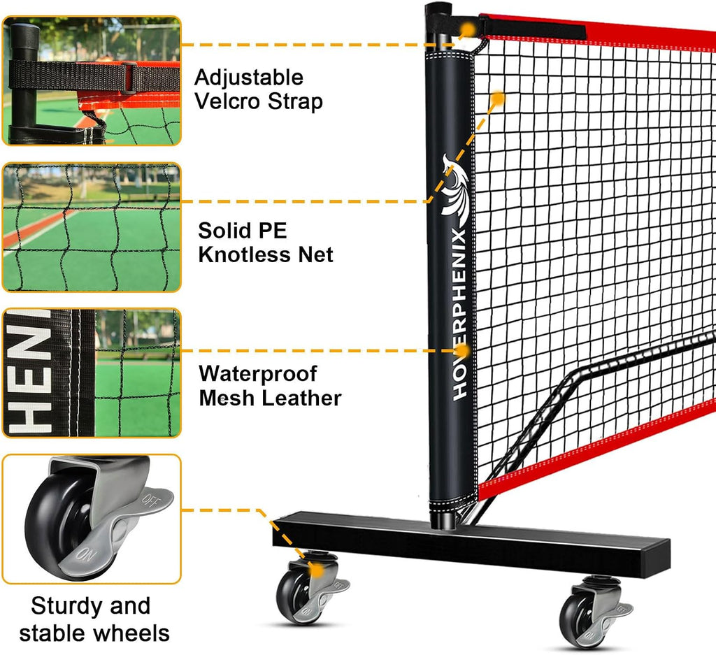 Portable Pickleball Net Set, 22FT Pickle Ball Net with Paddle Set of 4 | Regulation Size Net, Weather Resistant Steel Frame, Outdoor Pickleballs and Carry Bag, Easy Setup for Driveway, Backyard