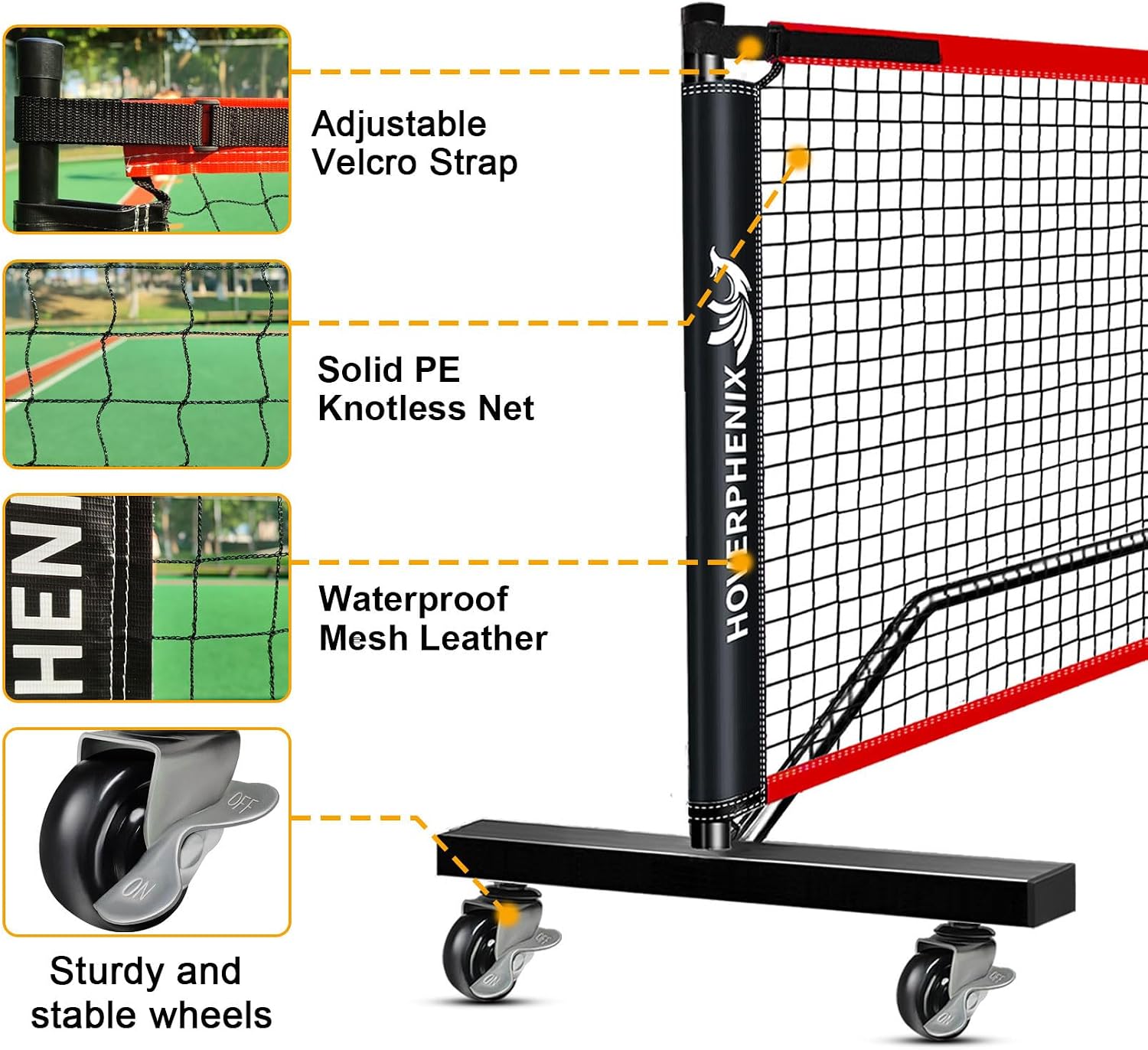 Portable Pickleball Net Set, 22FT Pickle Ball Net with Paddle Set of 4 | Regulation Size Net, Weather Resistant Steel Frame, Outdoor Pickleballs and Carry Bag, Easy Setup for Driveway, Backyard