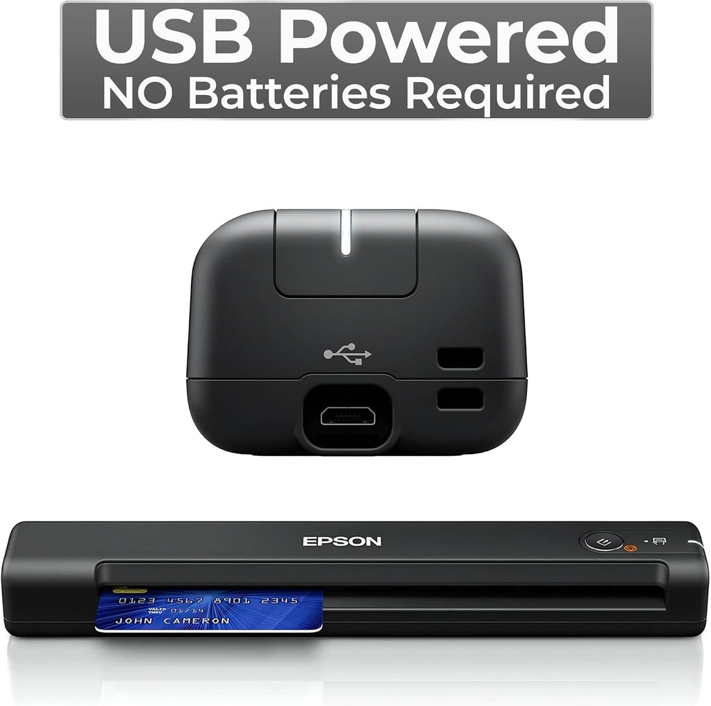 Workforce Es-50 Portable Document Scanner for Laptop - Complete Bundle for Pc and Mac – Best Travel Photo Scanner, with Feeder, Wireless, Mobile Friendly, Mini USB Cable Included (Renewed)