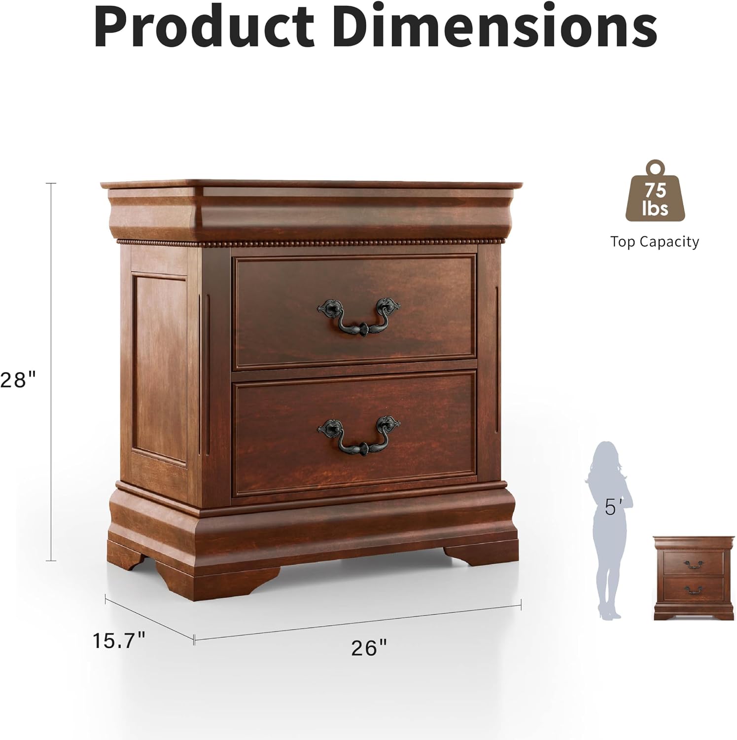 24/7 Shop at Home , nightstands, Cherry Lumis