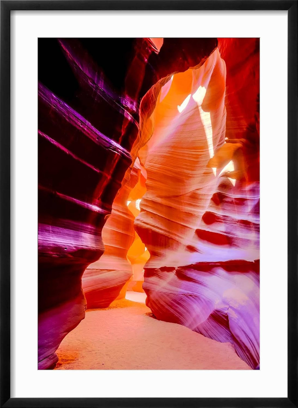 ART.COM Framed Wall Art Prints Arizona, Page, Upper Antelope Slot Canyon. Canyon Scenic by Jaynes Gallery, Scenic Decor, 16' x 24', Black Frame with White Mat