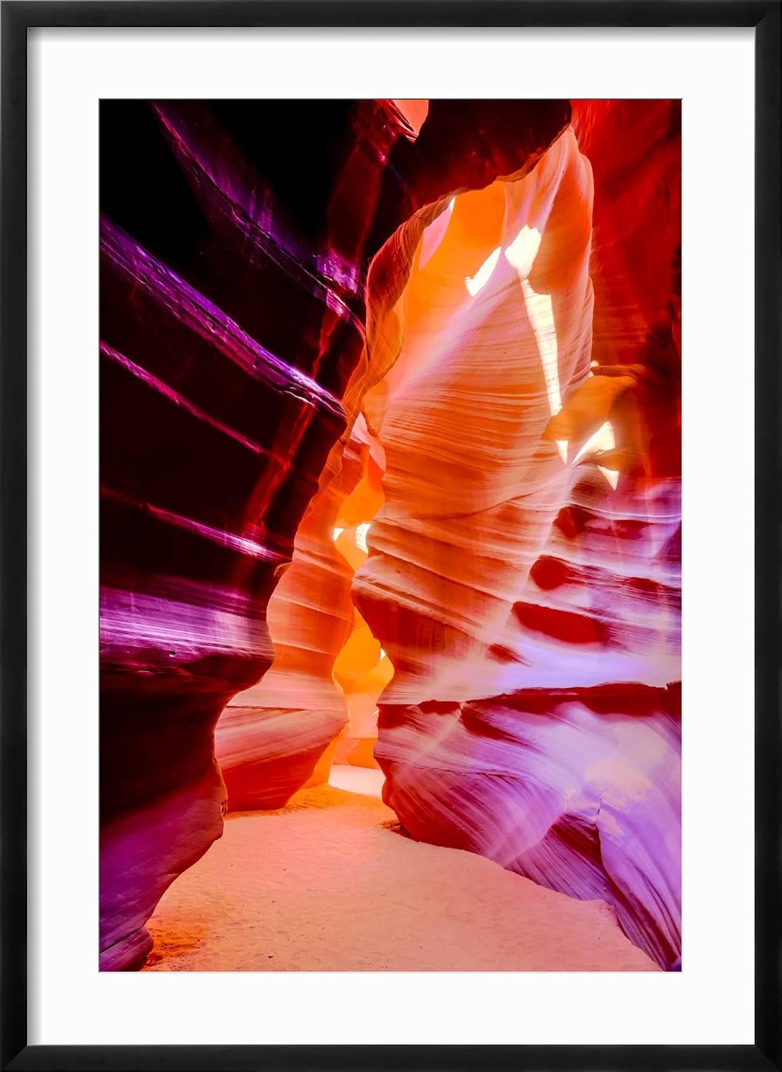 ART.COM Framed Wall Art Prints Arizona, Page, Upper Antelope Slot Canyon. Canyon Scenic by Jaynes Gallery, Scenic Decor, 16' x 24', Black Frame with White Mat