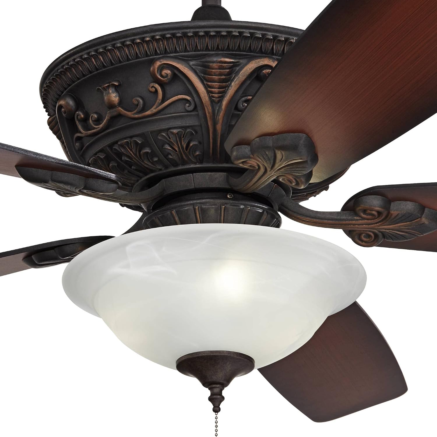 Casa Vieja 60' Montego Industrial Rustic Indoor Ceiling Fan with LED Light Oil Rubbed Bronze Teak Alabaster Glass Bowl for Living Kitchen Home Kids Room Office Bedroom Family Dining House