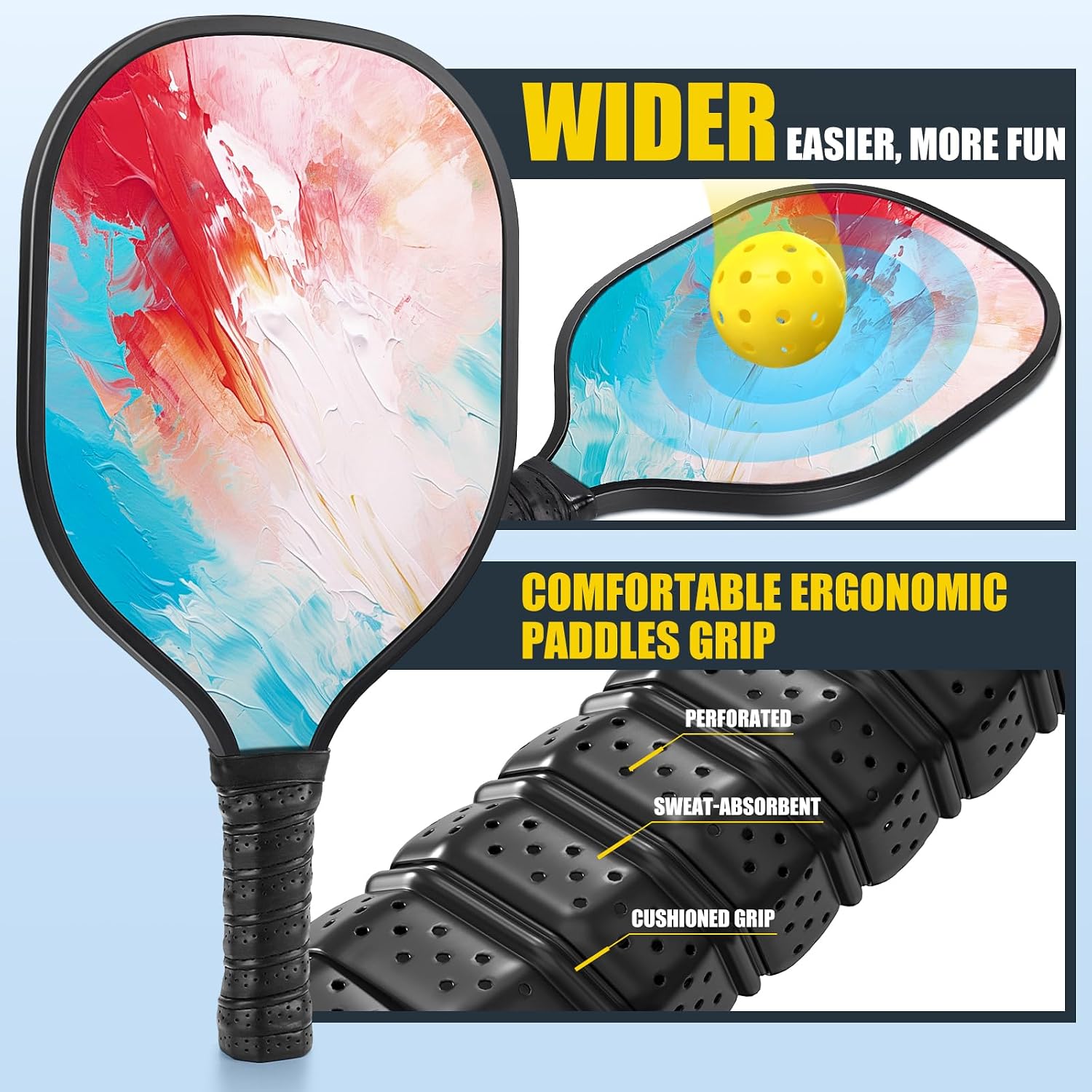 Pickleball Set Net with 4 Paddles, 6FT/11FT/22FT Portable 3-in-1 Pickle Ball Net with Carry Bag, Pickleballs, Designed for All Weather Conditions