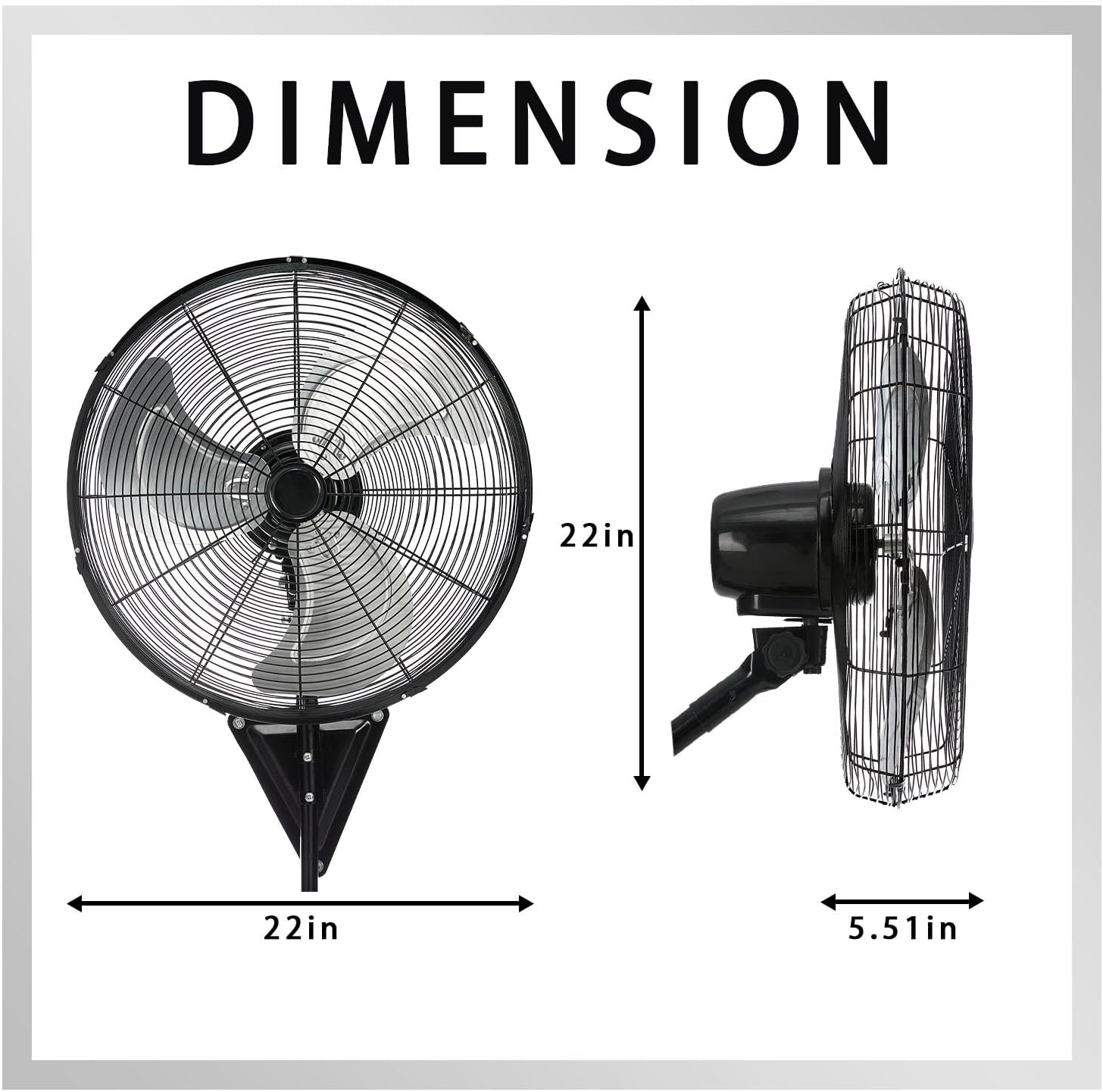 2 Pack 20' Wall Mount Fan, 7100CFM Heavy Duty Wall Fan with 3-Speed & Adjustable Tilt, High Velocity Industrial Oscillating Fans for Garage, Factory, Patio, Porch, Shop & Commercial Use - ETL Listed
