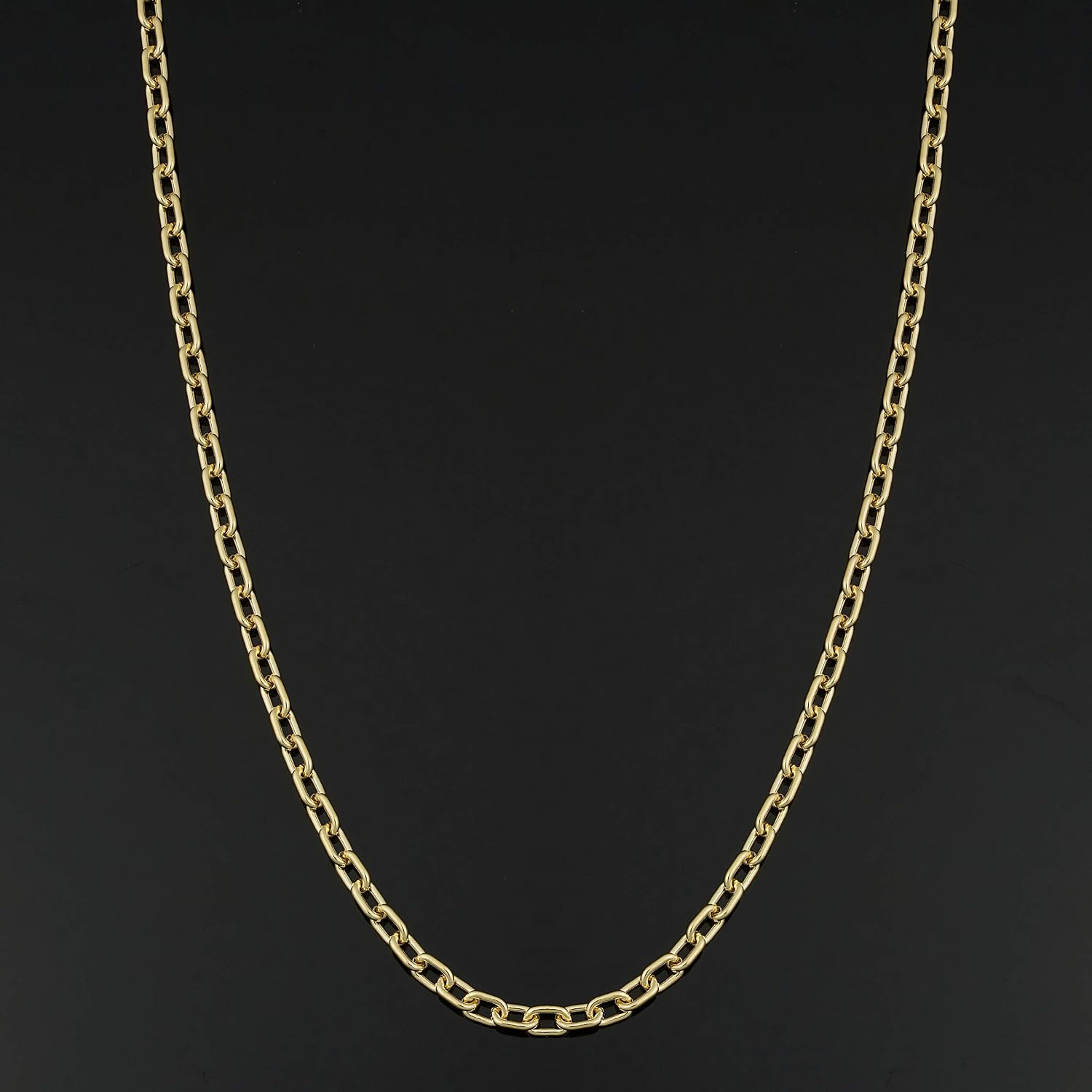 14k Yellow Gold Filled 3 mm Parallel Cable Link Chain Necklace for Women (16, 18, 20, 24 or 30 inch)