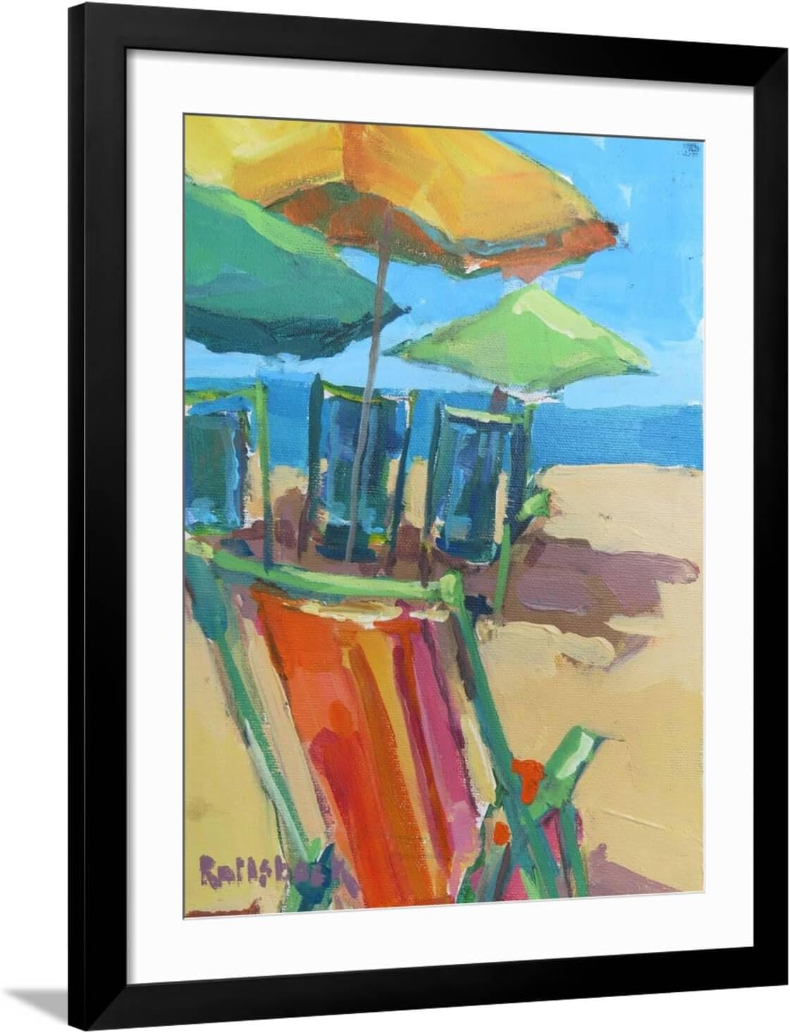 ART.COM Wall Art Print Beach Days on Black Frame by Page Pearson Railsback, 32' x 40'