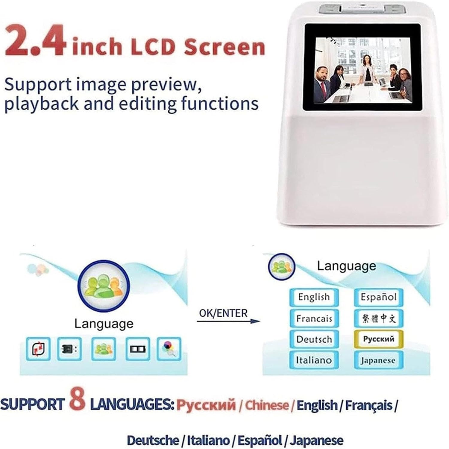 High Resolution Film Slide Scanner 22mp to Convert 135/126/110/Film, Slides, Negatives to JPEG, USB/SD Digital Film Converter
