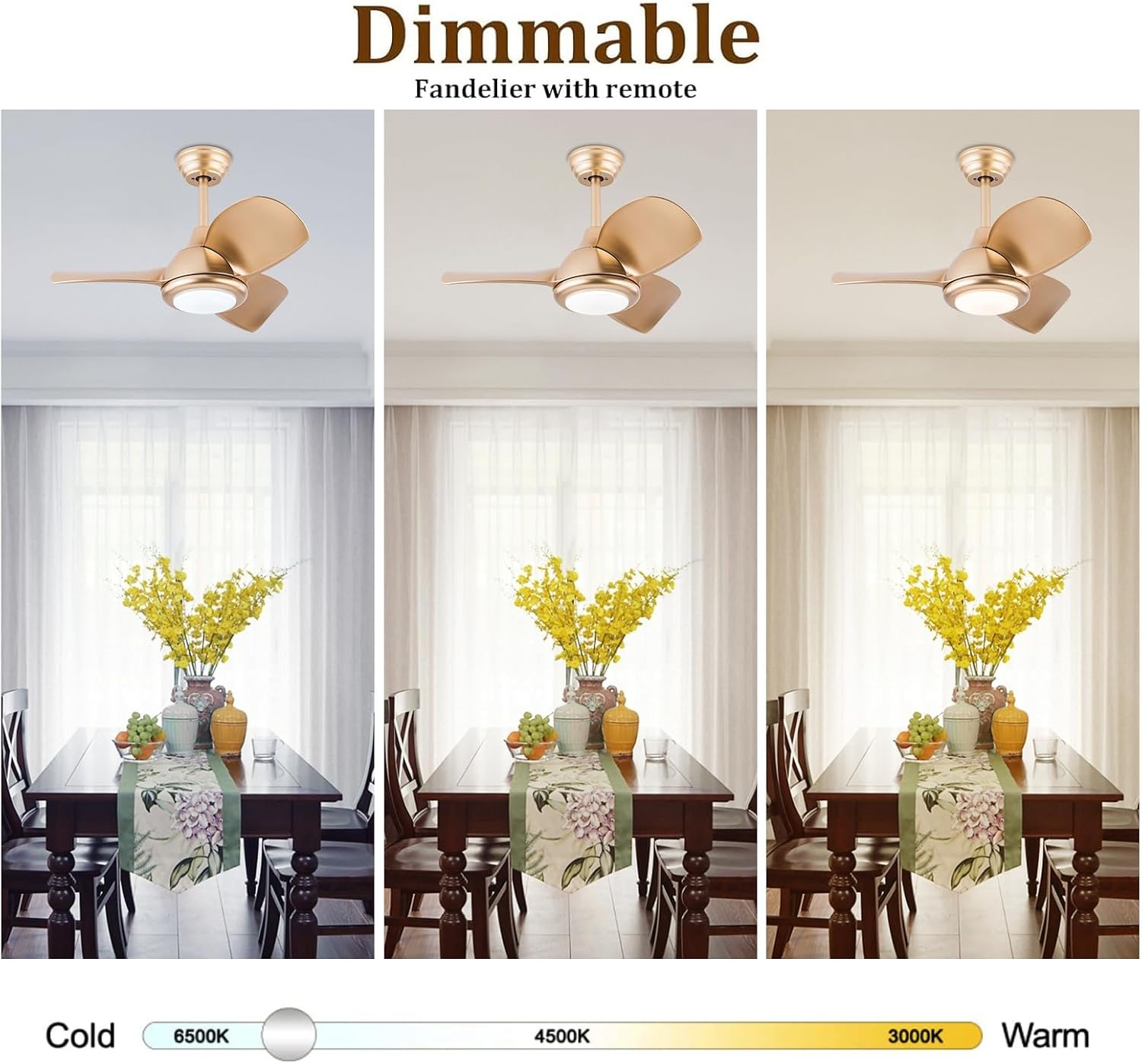 Ceiling Fans with Lights, 36 Inch Modern Low Profile Ceiling Fan with Remote Control 6 Speeds, 3000-6000K Dimmable Timing (1/2/4 hours) 3 Blades Large Ceiling Fan for Indoor and Outdoor Bedroom Patios