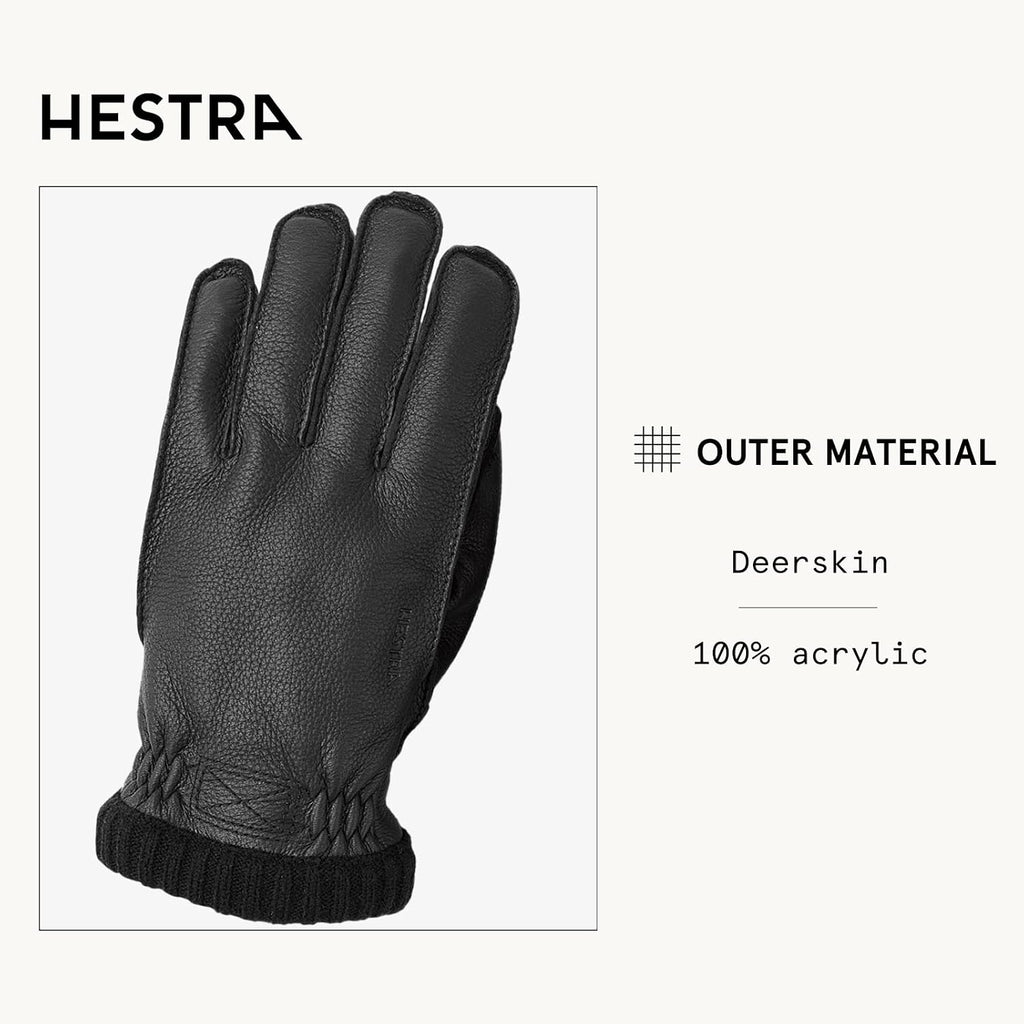 Hestra Deerskin Primaloft Rib Glove, Insulated Leather Glove for Work & Everyday Use