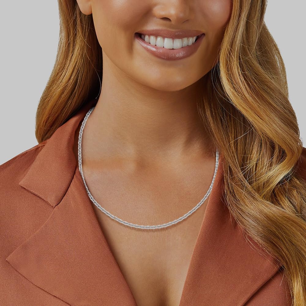 Diamond2Deal Platinum Polished 1.3mm Solid Cable Chain Necklace 16' to 30' Neck Jewelry Men, 4.35 gram