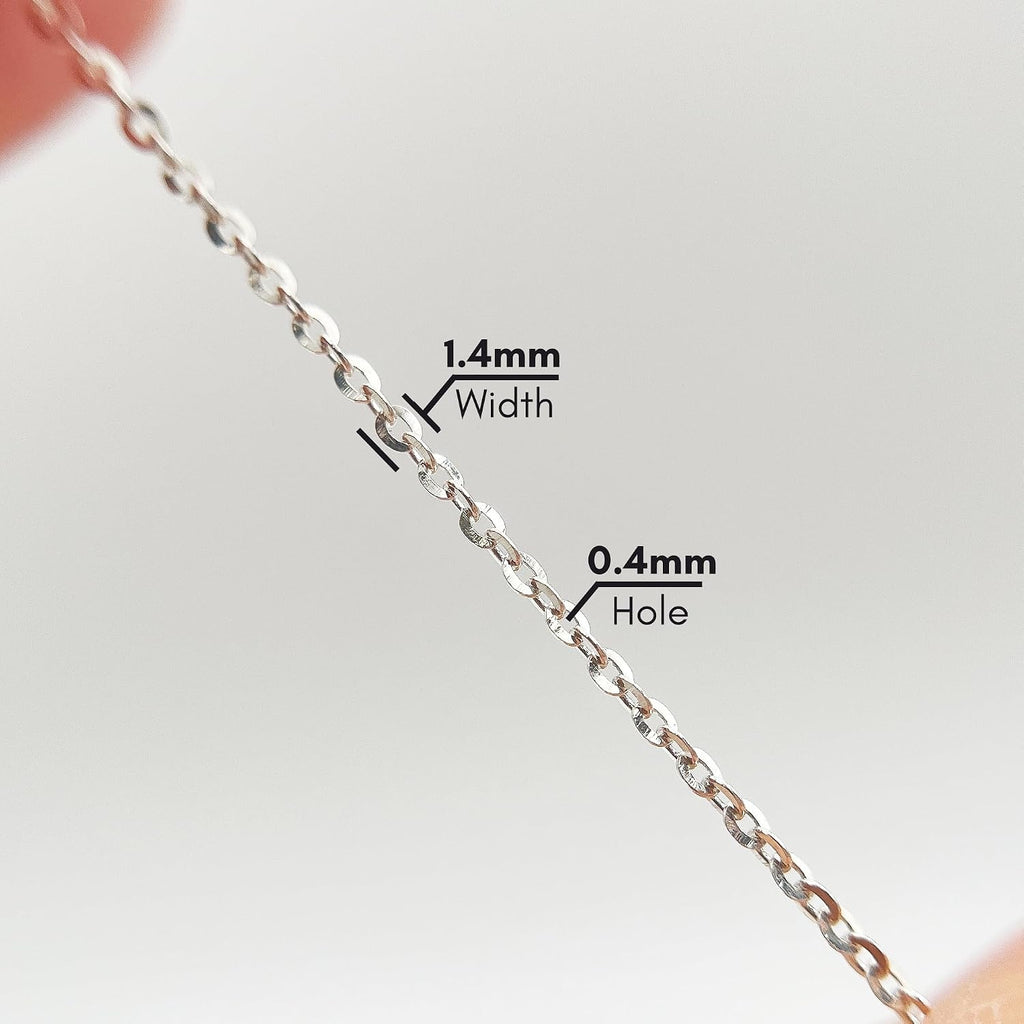 Gryrigns 15Feet 1.4mm 925 Sterling Silver Flat Cable Chain Link Bulk for DIY Craft Jewelry Making (13.72 Grams)