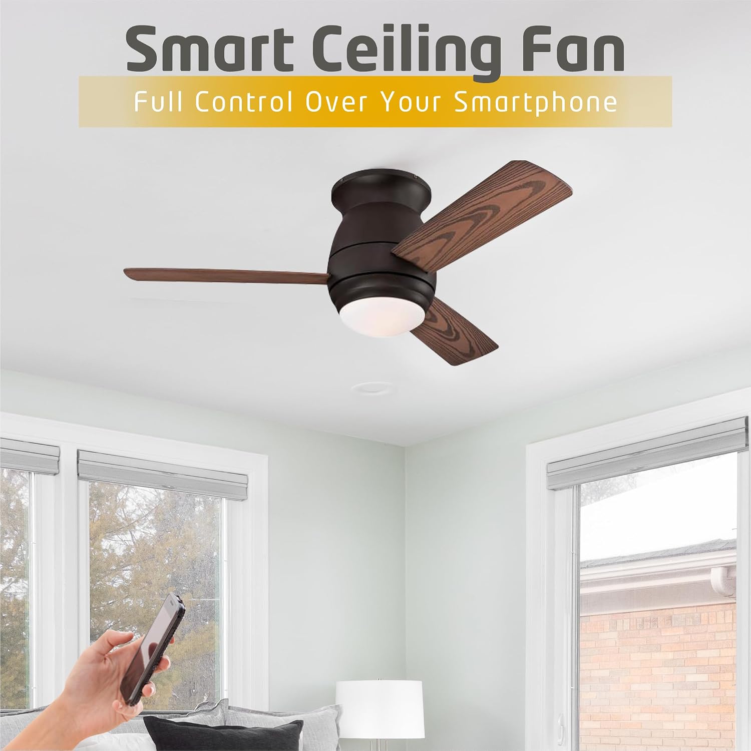 Ciata 44-inch Ceiling Fans with Lights – Smart Ceiling Fan for Bedroom/Living Room – Advanced Ceiling Fan with Remote Compatible with Alexa/Google Home – Wi-Fi Fans for Home – Black Bronze Finish