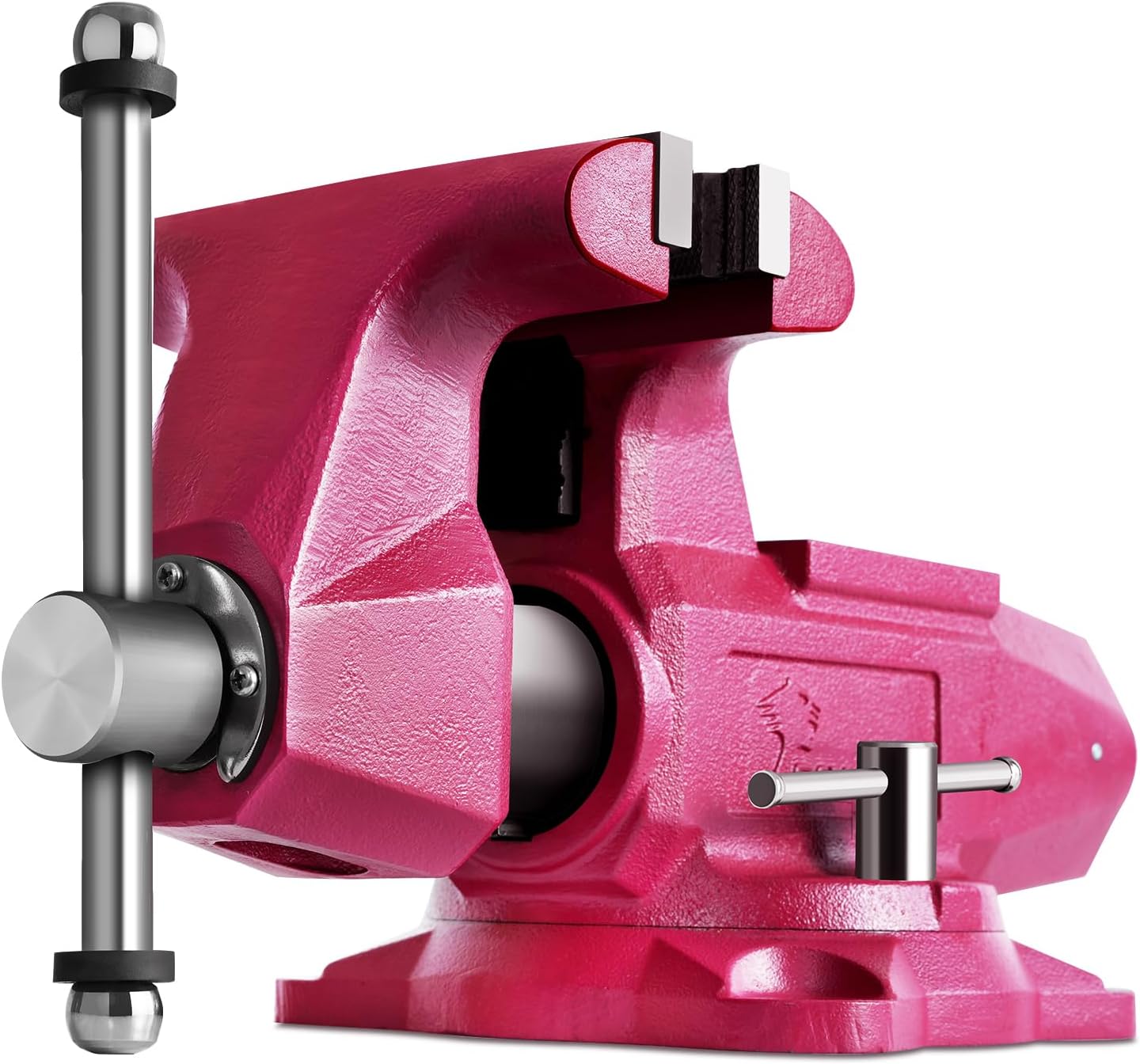 Forward Round Bench Vise 6 Inch Heavy Duty, 1760 Economic Industrial Vice with 360° Swivel Base, 6' Jaw Width, 7' Max Jaw Opening, 4' Throat Depth 72,000PSI Ductile Iron