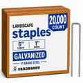 Sandbaggy 20,000-Count Rust-Free 6-Inch Landscape Staples (11 Gauge Steel) - Galvanized SOD Garden Stakes Pin ~ Trusted by Farmers & Contractors Across the USA
