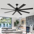 72 Inch Ceiling Fan no Light, Black Ceiling Fan with Remote, 6-Speeds, Quiet Reversible DC Motor, Industrial Ceiling Fans without Lights for Patios, Living Room, Garage