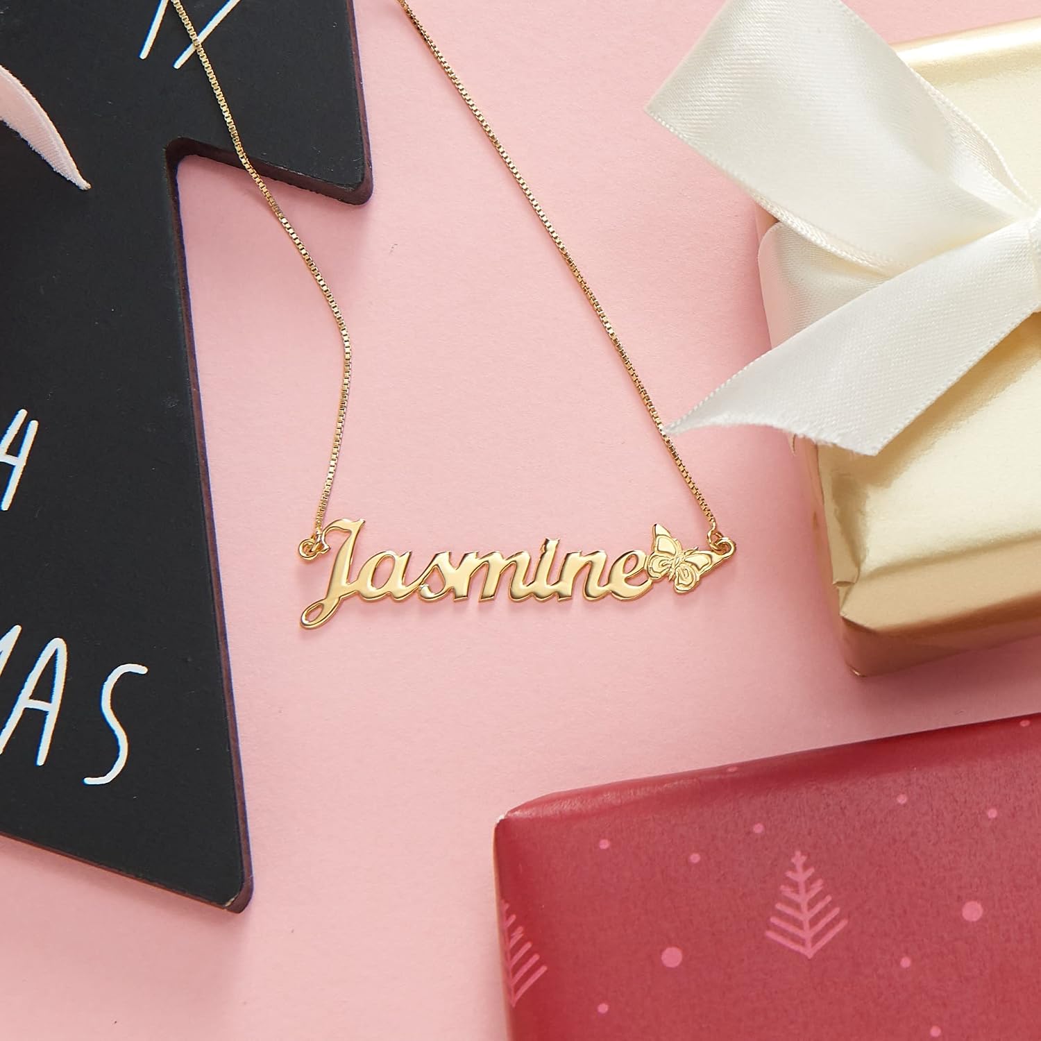 Theo Grace Personalized Name Necklace for Women – Choose Your Style - Custom Nameplate Pendant in Sterling Silver/Gold – Dainty Minimalist Jewelry Gift for Mom, Girlfriend, Birthday, Mother's Day