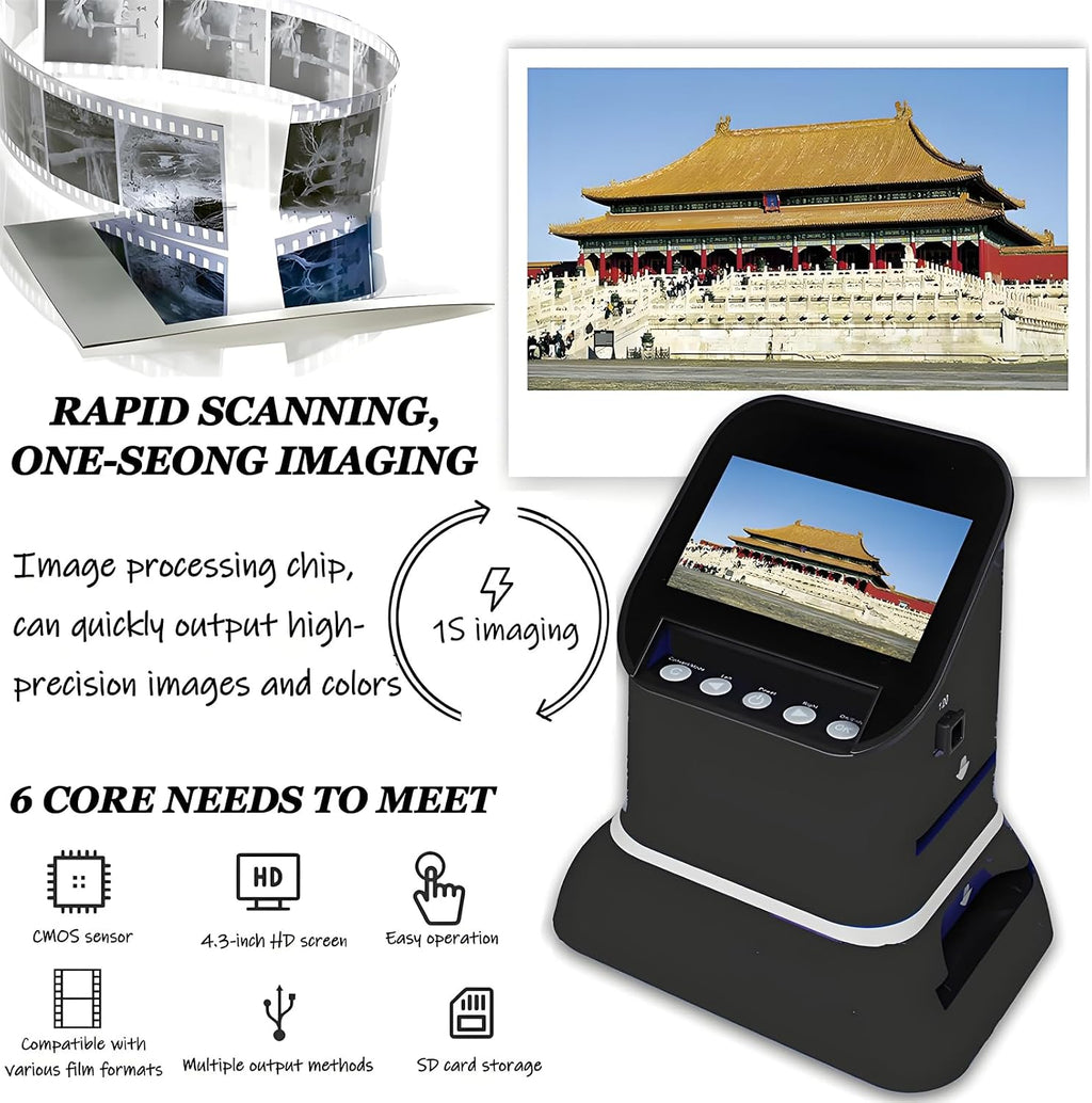 22MP High-Resolution Film & Slide Scanner with 4.3' LCD Converts 35mm 120 Medium Format 126KPK 135 Negatives & Slides to Digital JPEG