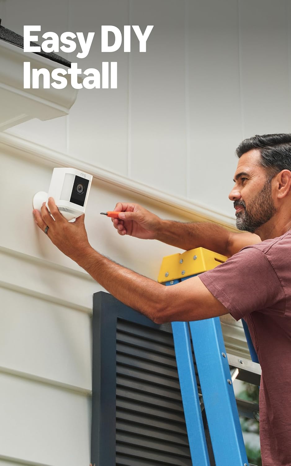 Ring Spotlight Cam Plus, Wired | Two-Way Talk, Color Night Vision, and Security Siren (newest model) - White