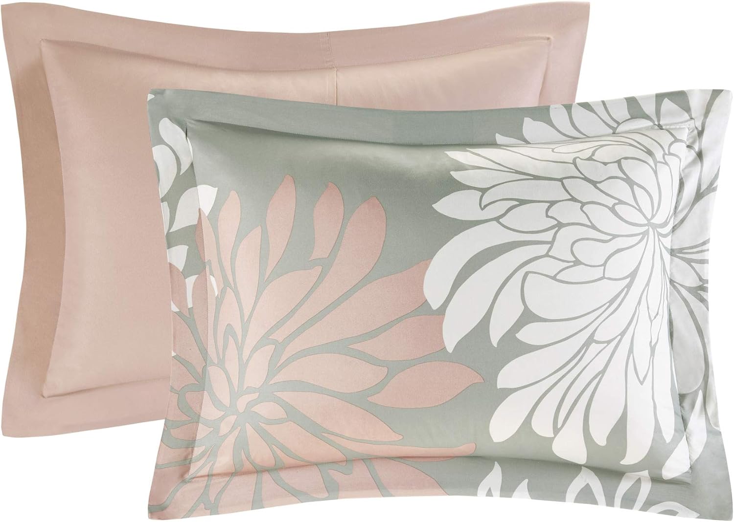 Madison Park Essentials Maible Cozy Bed in A Bag Comforter with Complete Cotton Sheet Set-Floral Medallion Damask Design All Season Cover, Decorative Pillow, Queen (90 in x 90 in), Blush/Gray