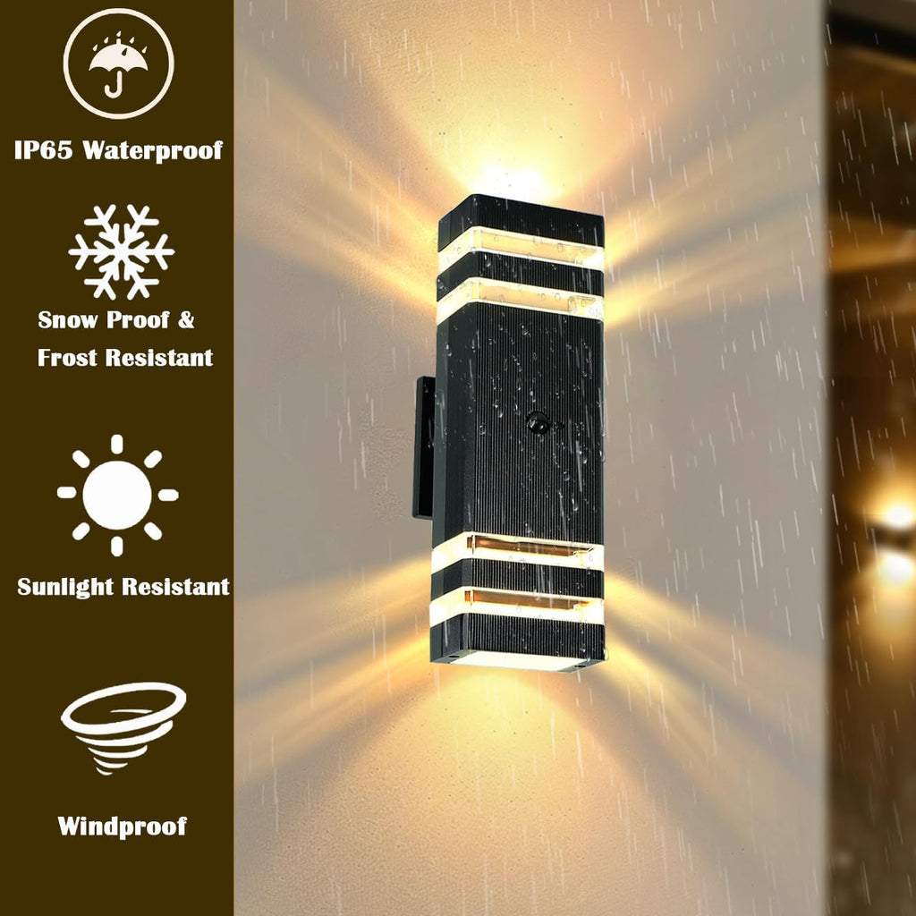 iYogaled Dusk to Dawn Motion Sensor Porch Light with 3 Lighting Modes, Waterproof Up Down Wall Sconce with Adjustable Bulbs, Aluminum Exterior Light Fixtures for Entryway, Patio, Garage,ETL Listed
