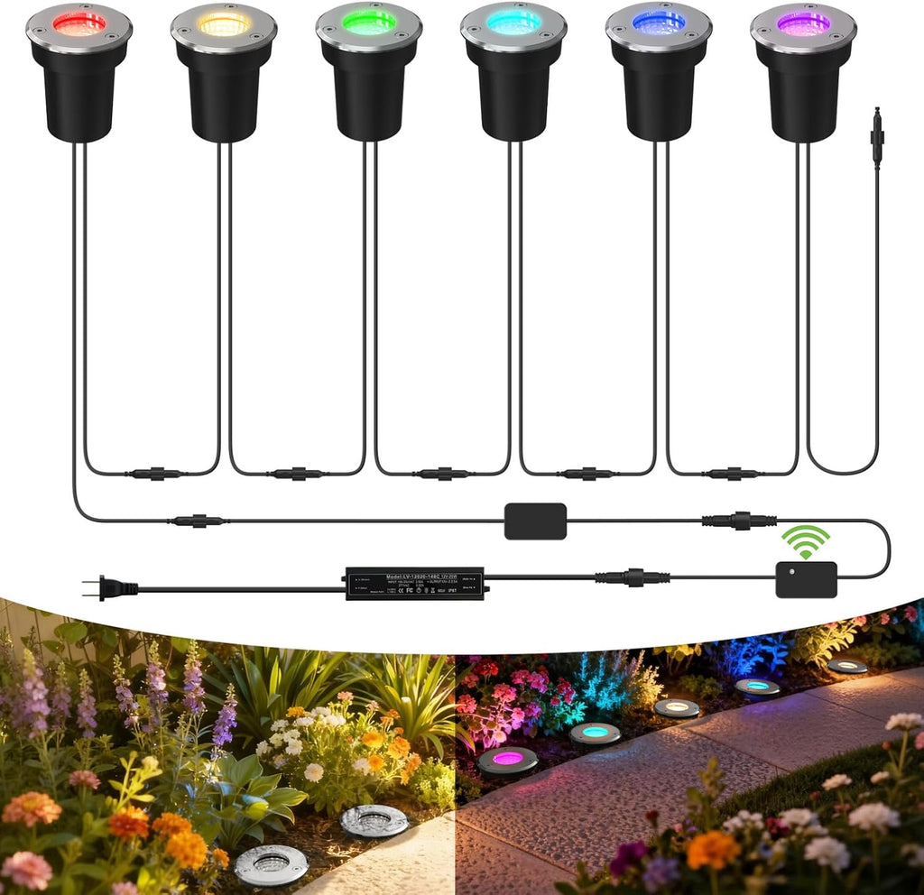 L LOHAS LED RGB Dusk to Dawn Low Voltage Pathway Lights & Spotlight