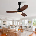 42' Wood Ceiling Fan with Lights Remote Control,Quiet DC Motor 3 Blade Ceiling Fans for Patio Living Room, Bedroom, Office,Indoor Outdoor(Black+Dark Walnut)