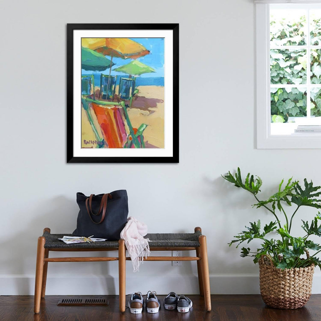 ART.COM Wall Art Print Beach Days on Black Frame by Page Pearson Railsback, 32' x 40'