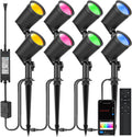 ZYAN 8 Pack Smart Landscape Lights, Color Changing Landscape Spotlights, App Control & Remote Control, Compatible with Alexa