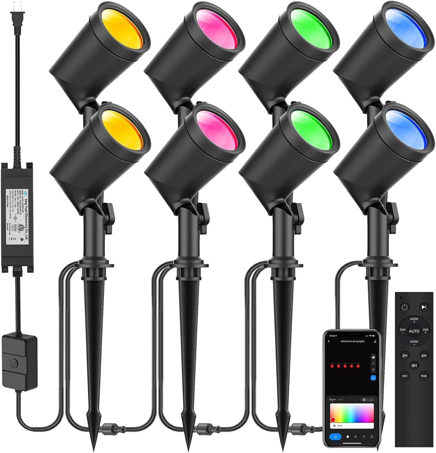 ZYAN 8 Pack Smart Landscape Lights, Color Changing Landscape Spotlights, App Control & Remote Control, Compatible with Alexa