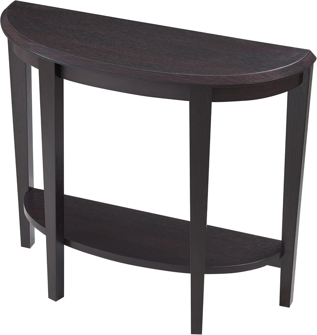 Homes: Inside + Out Payne Modern Half Moon Accent Console Table with Storage Shelf, Decorative Entryway Furniture for Living Room, Hallway, Entrance, Small Spaces, Cappuccino