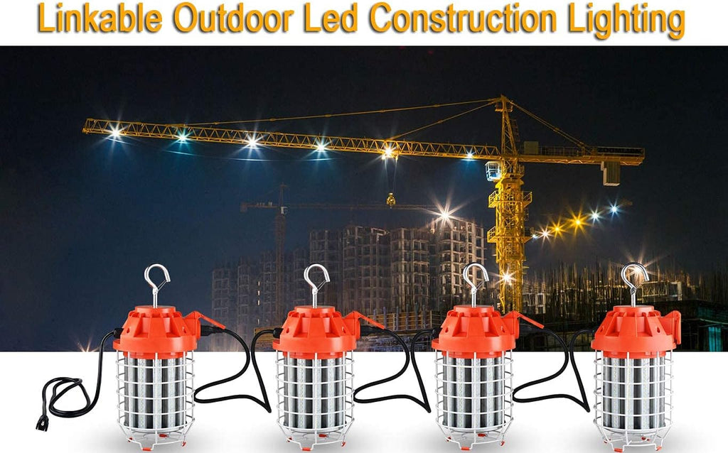 Dephen 130W LED Temporary Work Light - 18200 Lumen, Rugged Steel Safety Guard, Linkable Design, UL Listed, 5 Year Warranty