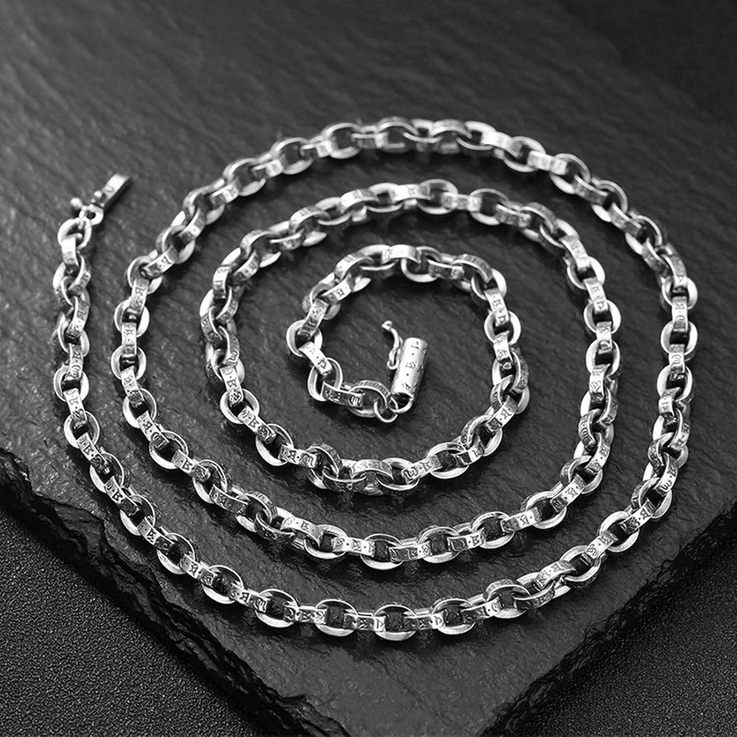 KnBoB Men 925 Sterling Silver Necklace, Mens Chain Necklaces Hip Hop 5 MM Width Cable Chain Necklace 20-30 Inch