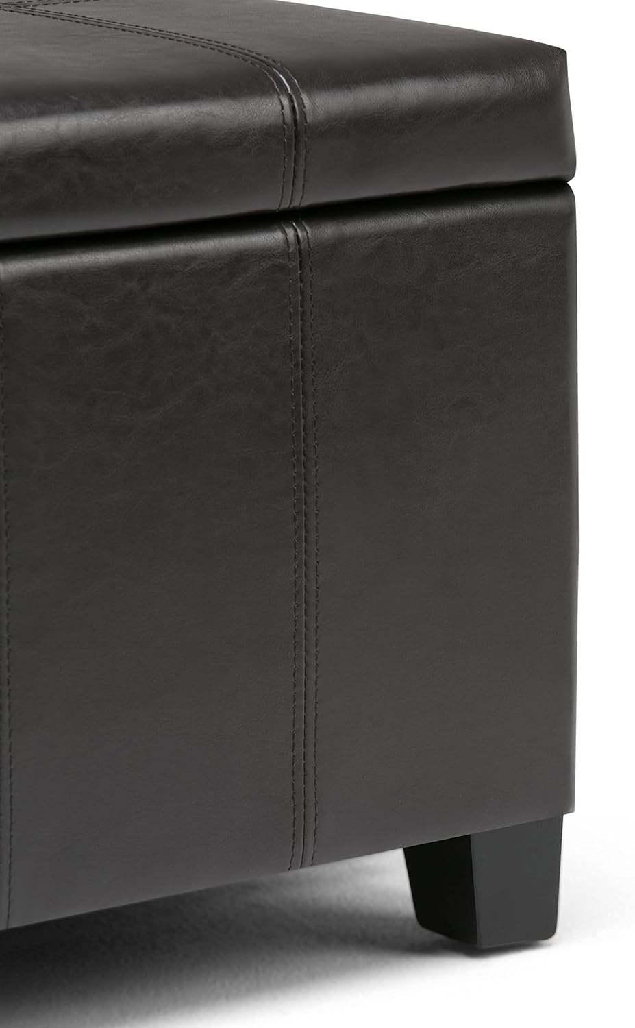 SIMPLIHOME Dover Storage Ottoman Bench - 36 inch Wide Upholstered Vegan Leather Rectangular Lift-Top Ottoman in Tanners Brown, Contemporary Bench for Living Room with Safety Hinges