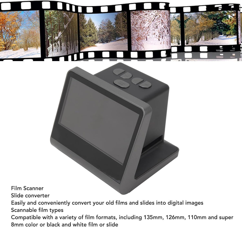Slide & Negative Scanner with 5inch LCD Screen, 48MP Digital Film Scanner Convert 135 126 110 Super 8mm Films to High Resolution 48MP JPEG Digital Photos