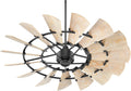Quorum 195210-69 Windmill 52 Inch Ceiling Fan | 10 Blade Wagon Wheel Design | 6 Speed Reversible DC Motor | Remote Control Included | Damp Rated Fan | Weathered Oak Blades | Textured Black Finish