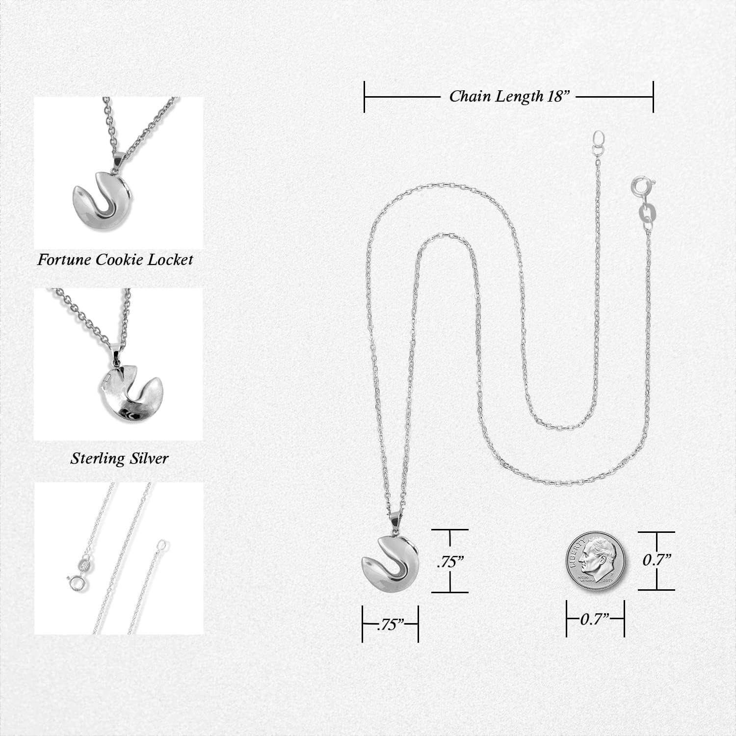 FashionJunkie4Life Sterling Silver Locket Necklaces for Women, 18' Cable Chain