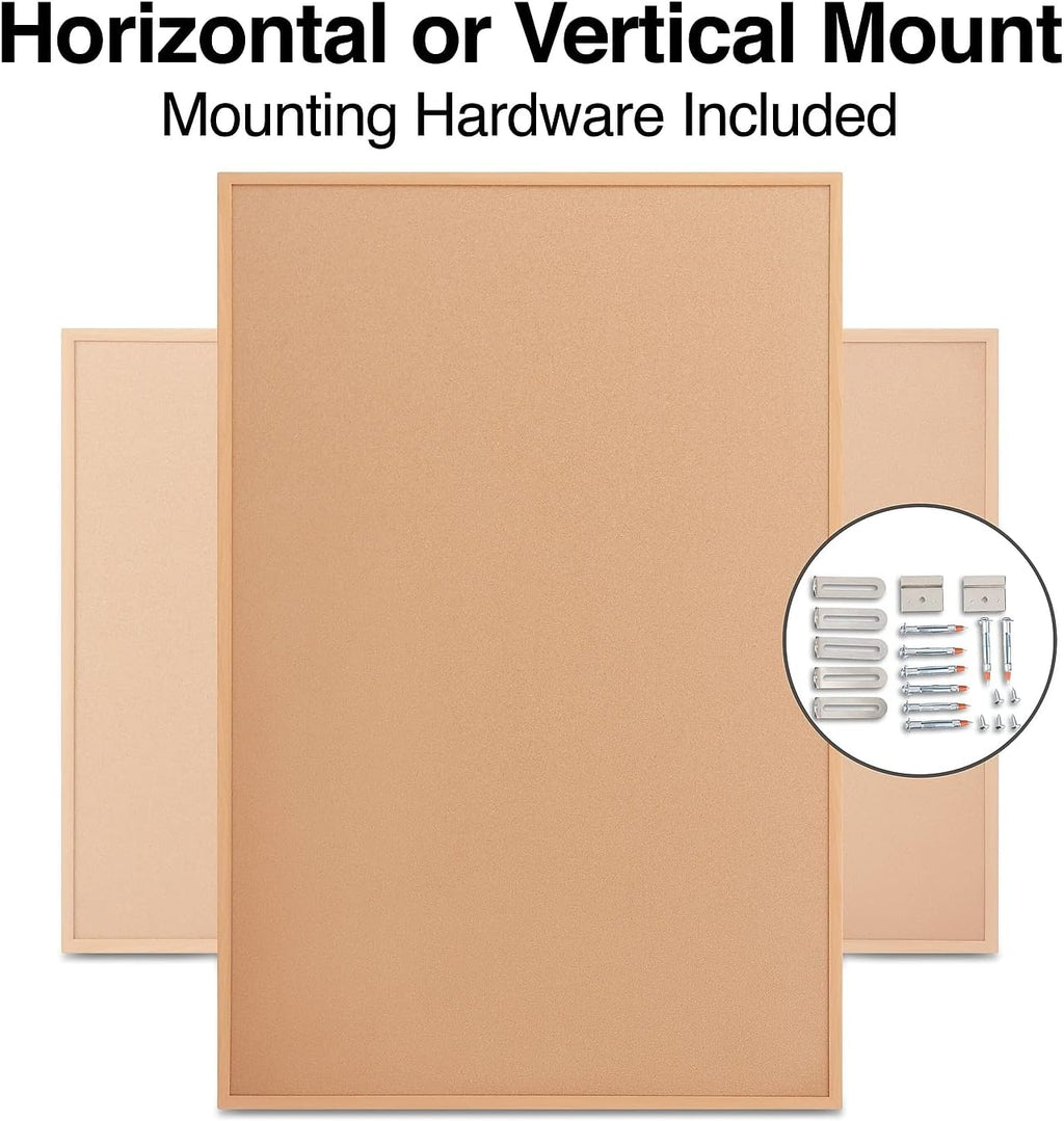 Staples Cork Bulletin Board, Oak Frame, 6'W x 4'H