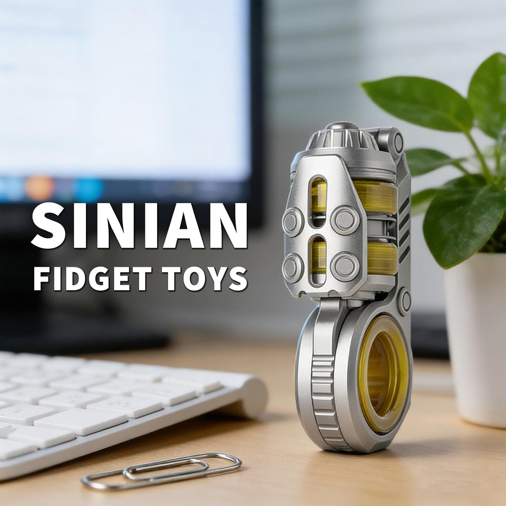 SiniaN Fidget Toy for Adults, SiniaN Fidget Slider EDC Fidget Toys, ADHD Tools Executive Desk Toy for Keep Focus & Anxiety Relief, Cool Gadgets for Men & EDC Collectors (SS+PEI)