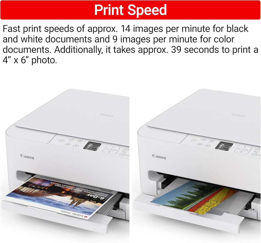 Canon PIXMA TS6520 Wireless Color Inkjet Printer Duplex Printing, White – Home Printer with Copier/Scanner, 1.42' OLED Display, Intuitive Control Panel, Compact Design