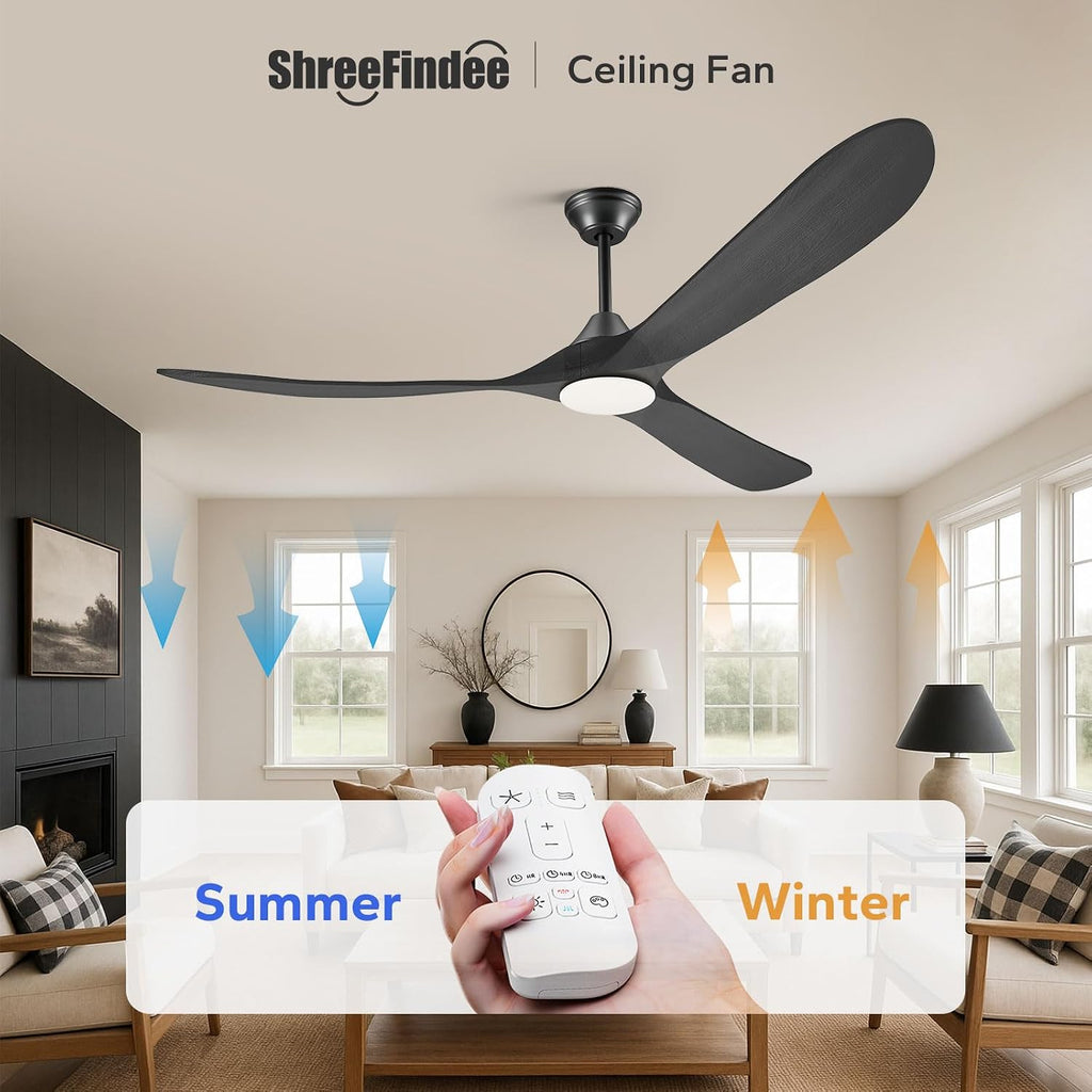 70 Inch Black Outdoor Ceiling Fans for Patios with Light, Large Modern Wood Ceiling Fan with Light and Remote, Quiet Reversible Dc Motor, Propeller Indoor Exterior Ceiling Fan for Gazebo Garage Porch