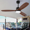 KBZZ 52 Inch Ceiling Fans with Lights and Remote, Solid Wood Blades, Dimmable, Reversible DC Motor, Memory Function, Modern Indoor Outdoor Ceiling Fan with Light for Patio Bedroom (Black Walnut)