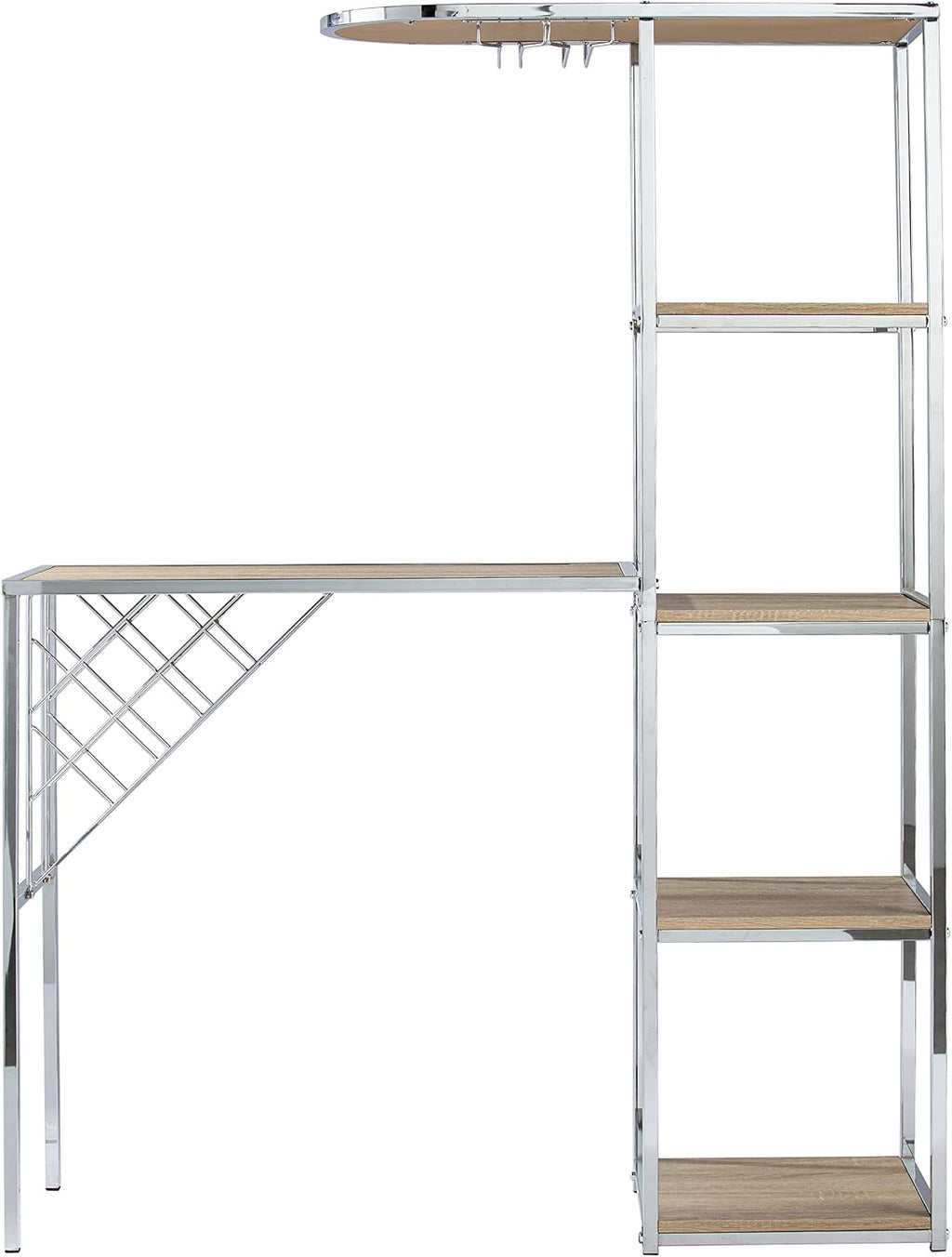 SEI Furniture - Northdom Serving Table with Bar Storage - Transitional Design, Natural Glass and Wood - Ideal for Bedroom, Living Room (HZ1217512)